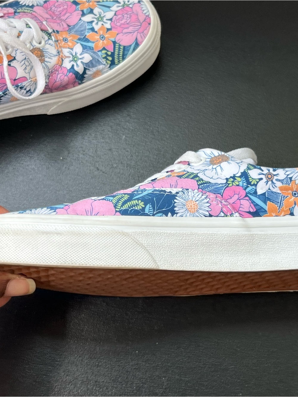 Vans Floral Canvas Low-Top Sneakers in Pink, Blue & Orange - Picture 11 of 16